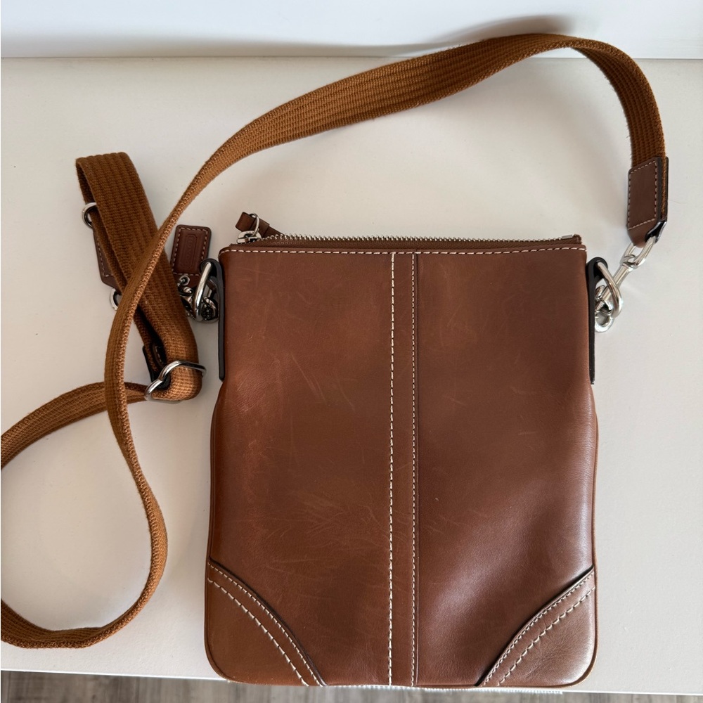Coach Tan Leather Messenger Bag